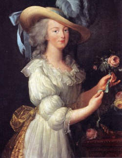 Marie-Antoinette in white muslin dress