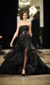 Black gazard and  crumpled organza long dress.